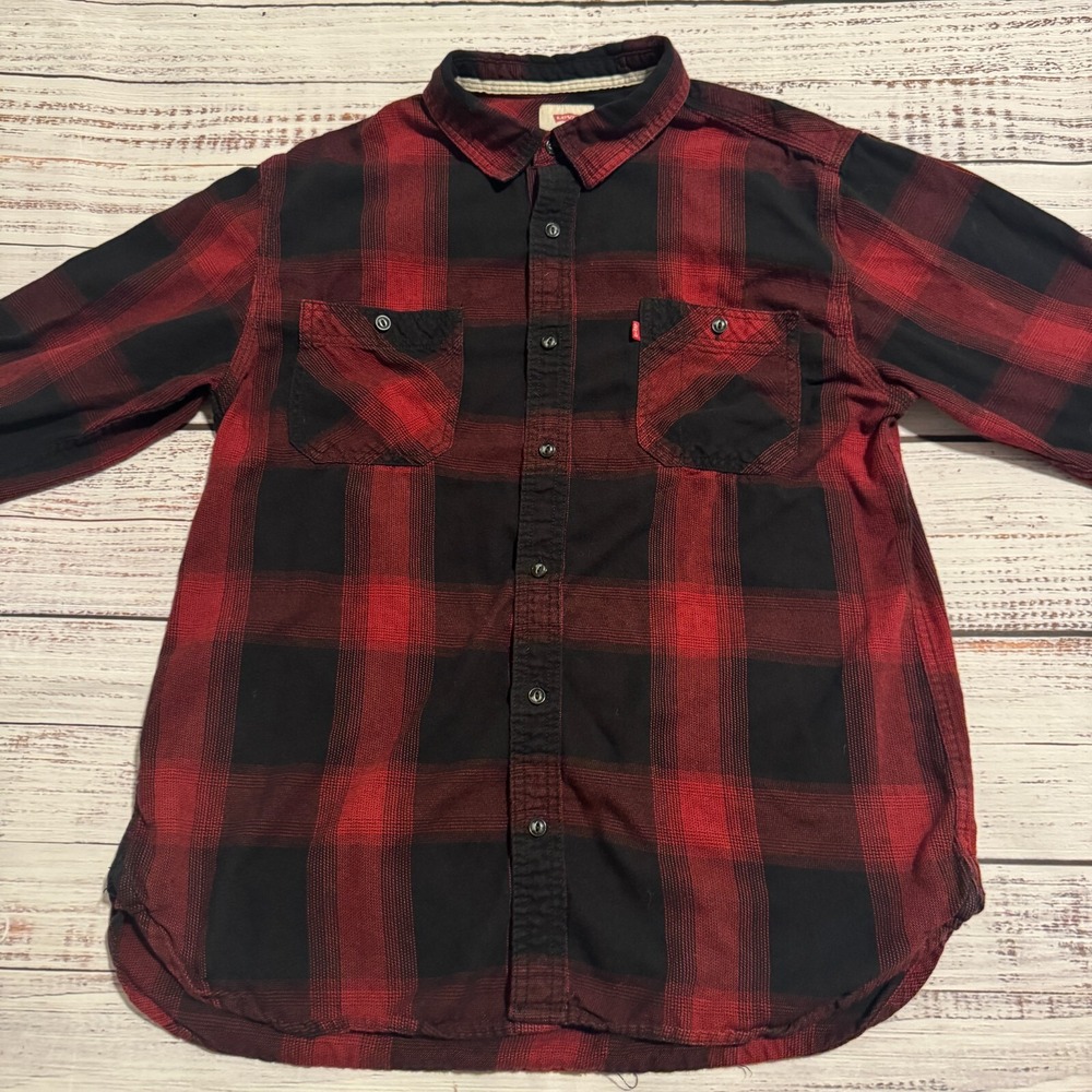 Levi Shirt Button Down Standard Fit Pockets‎ Red Men's Size Large - Picture 5 of 12